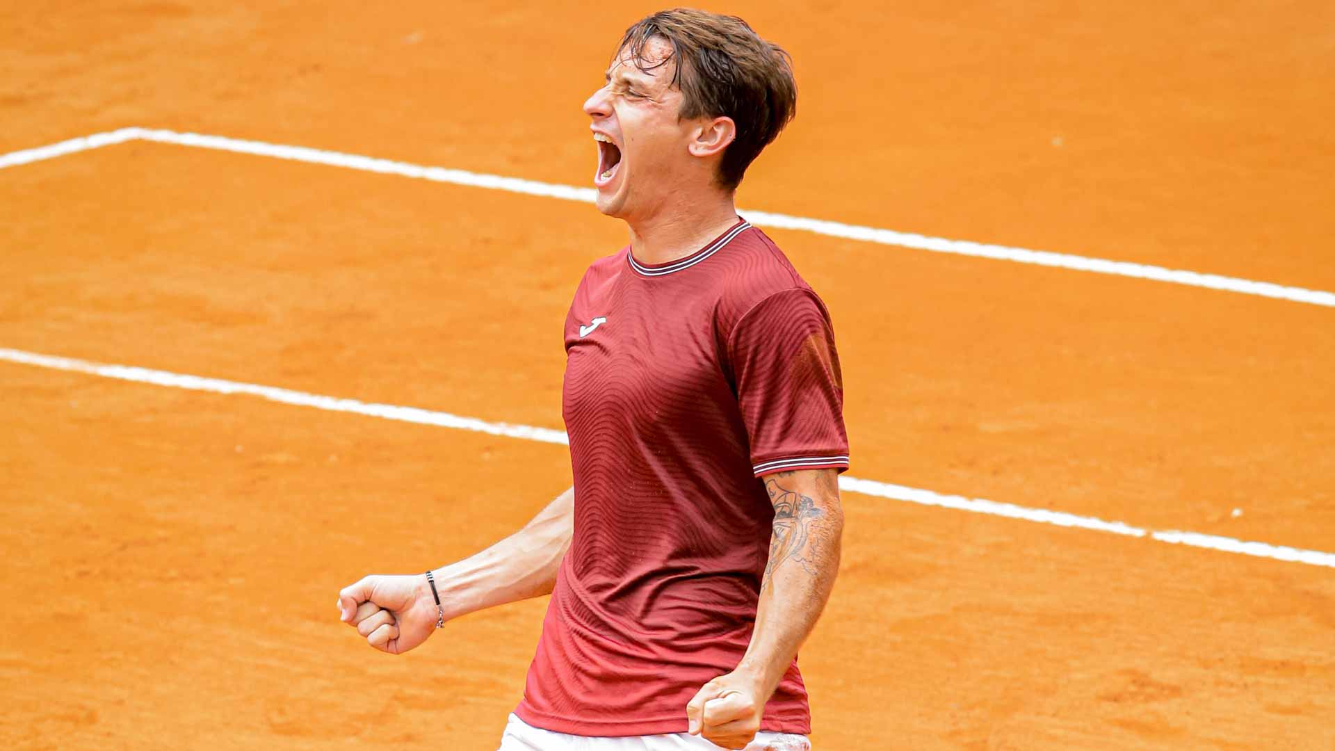 Camilo Ugo Carabelli celebrates winning the Villa Maria Challenger.