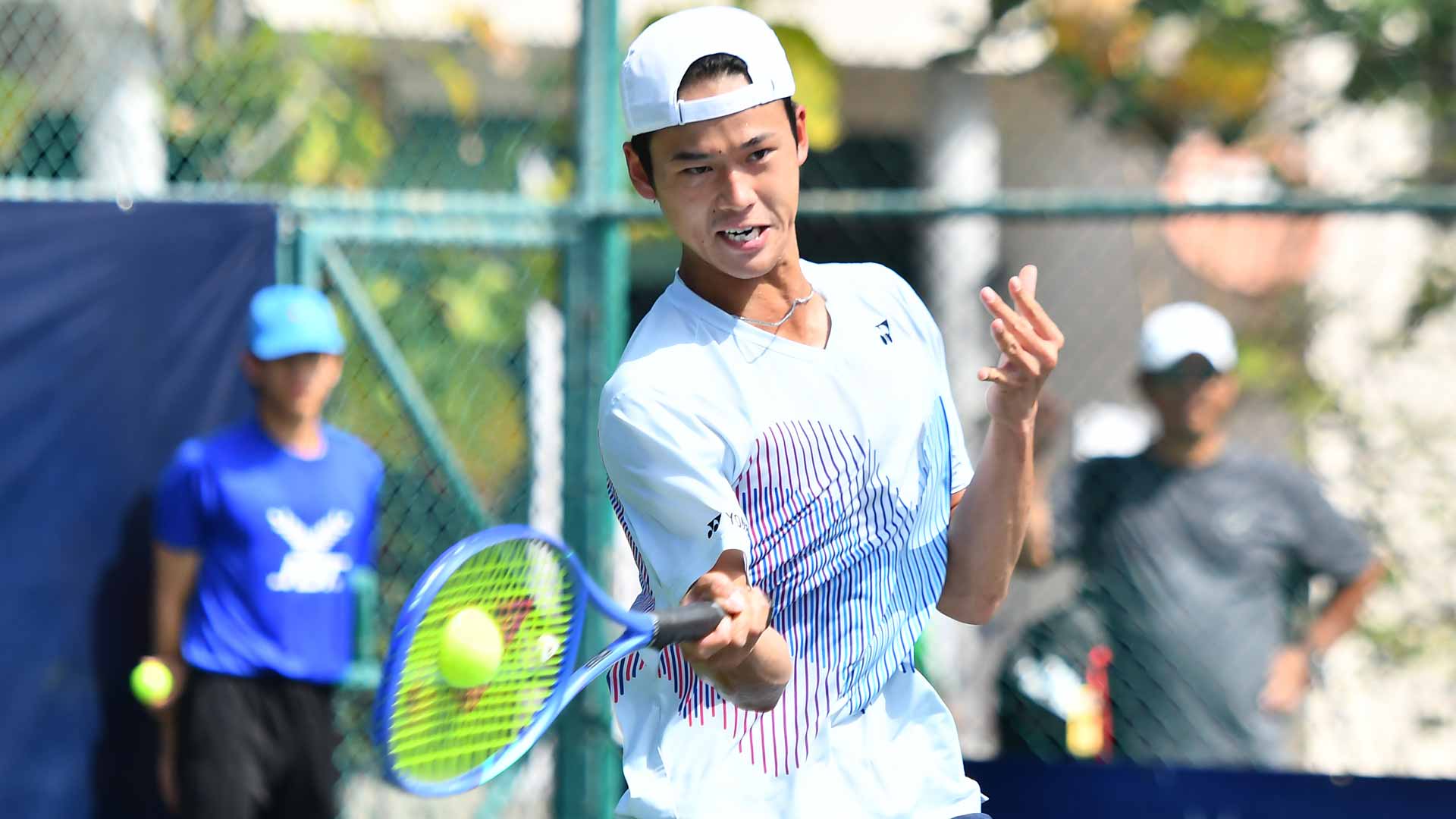 Rei Sakamoto in action at the Nonthaburi Challenger.