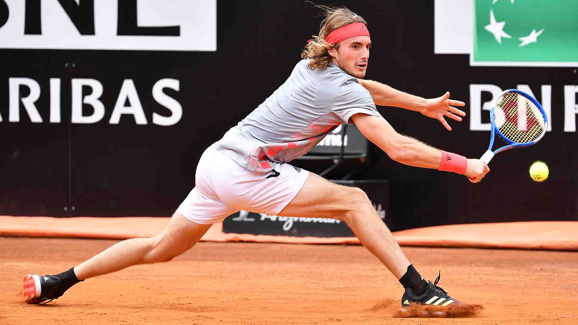 Stefanos Tsitsipas saved two of four break points against Rafael Nadal at the Internazionali BNL d'Italia on Saturday.