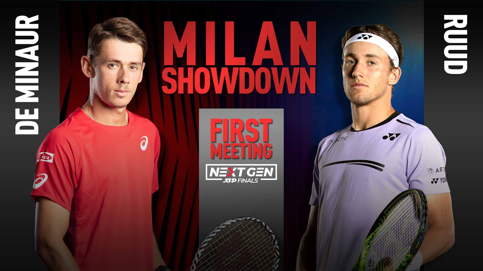 Alex de Minaur against Casper Ruud at the Next Gen ATP Finals