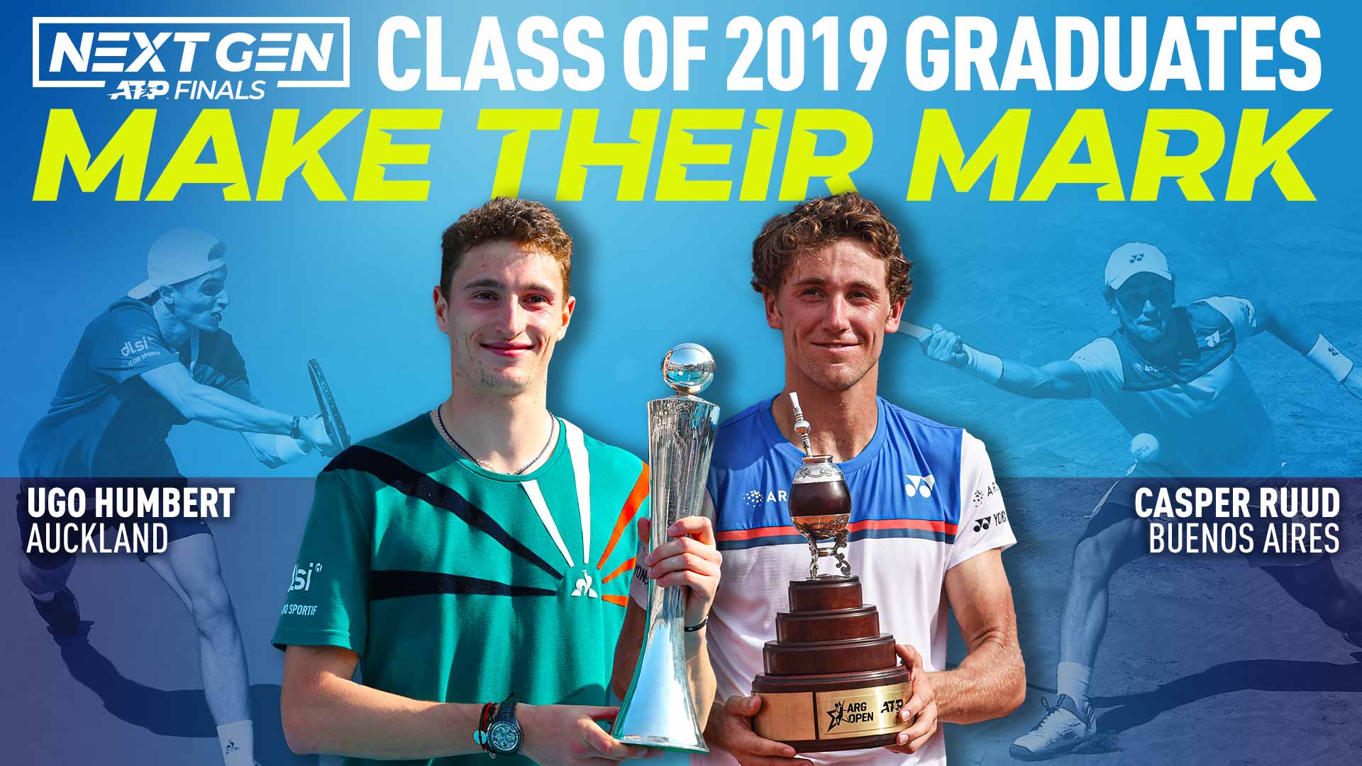 Ugo Humbert and Casper Ruud competed at the 2019 Next Gen ATP Finals in Milan.