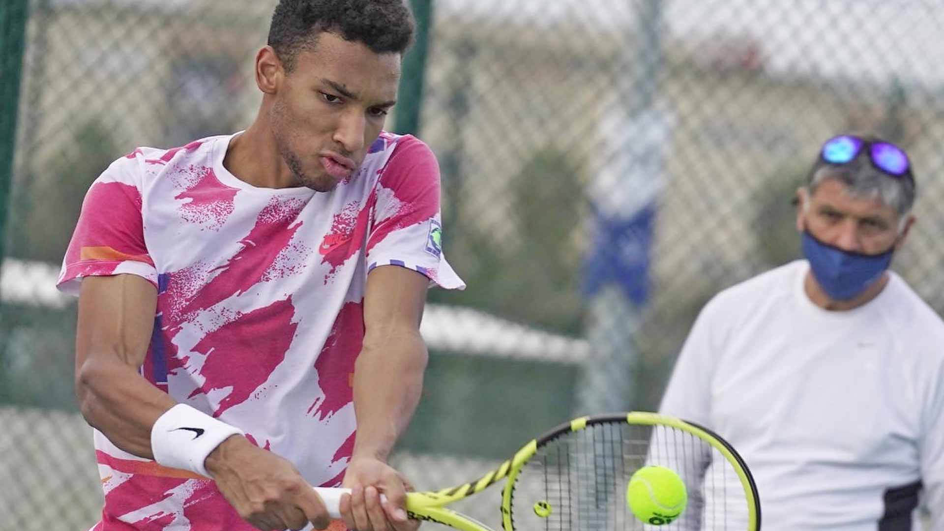 Felix Auger-Aliassime trains with Toni Nadal at the Rafa Nadal Academy by Movistar ahead of the 2021 ATP Tour season.