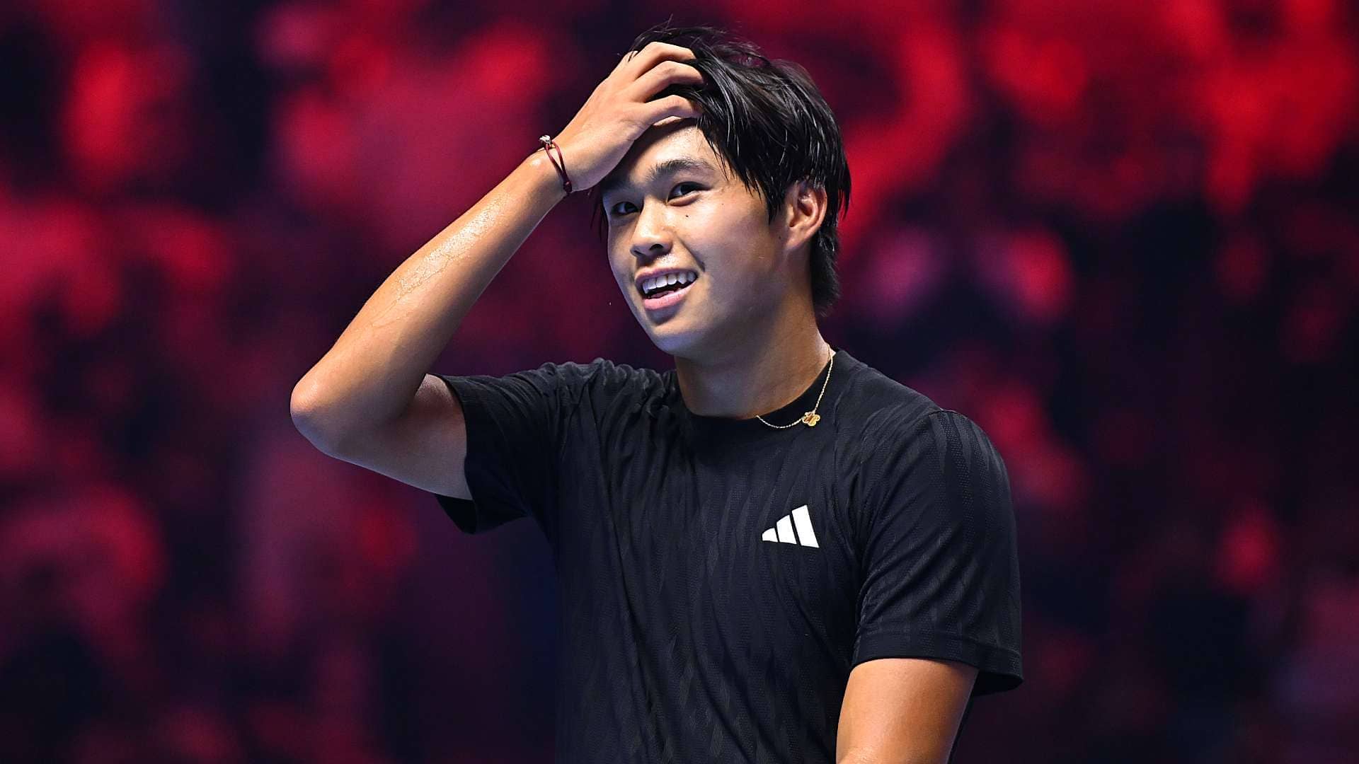 Learner Tien celebrates after winning the Jeddah title.